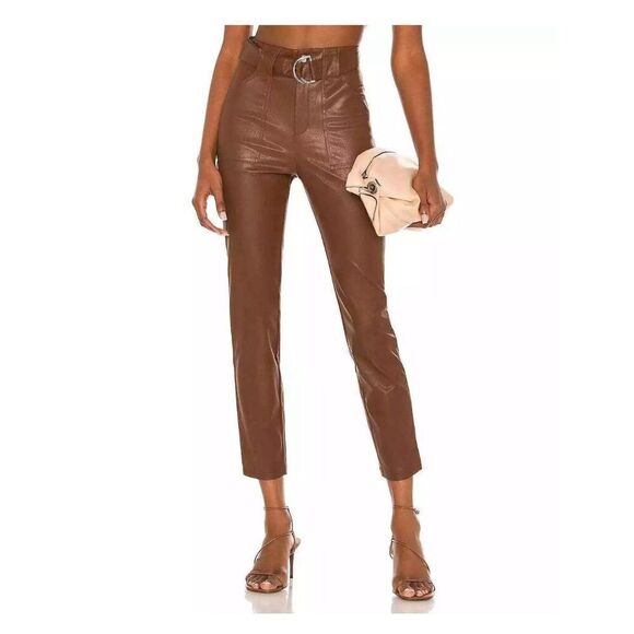 Superdown Womens‎ Chanice Faux Leather Belted Trouser Pants Size Small - Picture 1 of 14